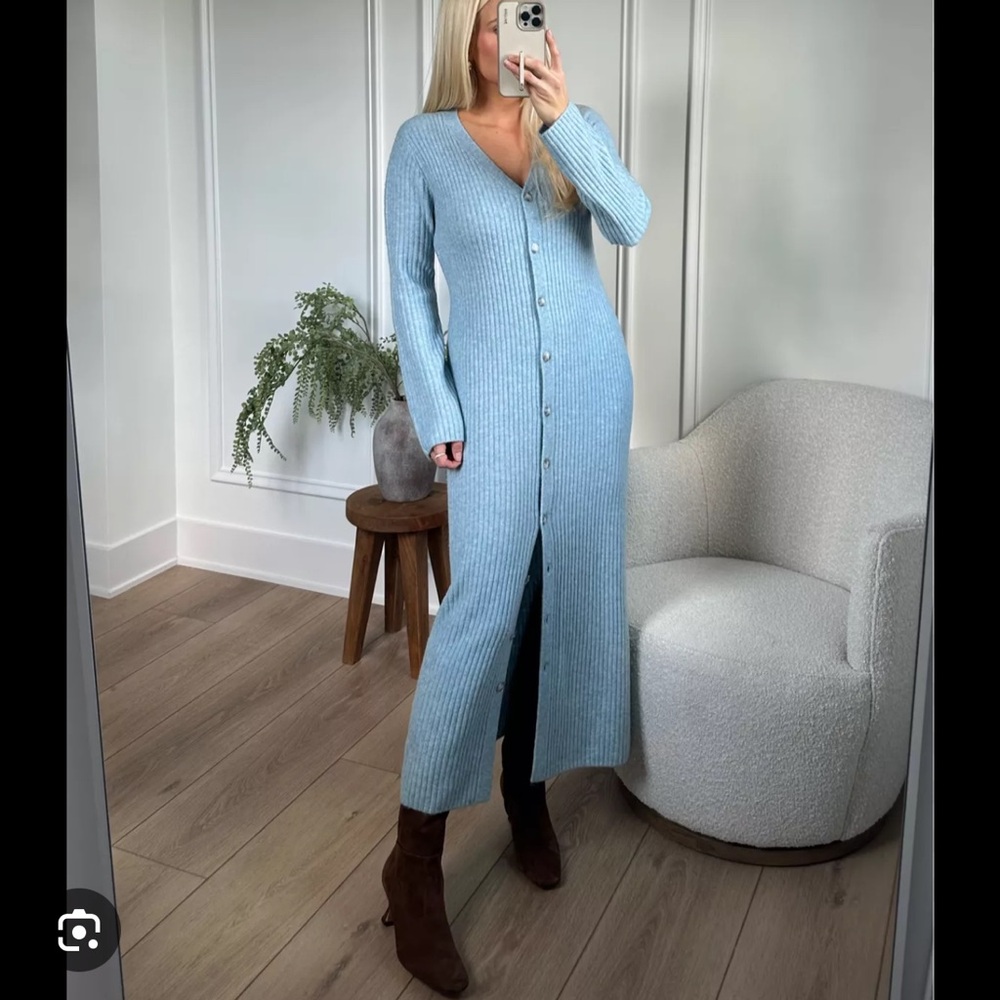 Abercrombie & Fitch Light Blue Long Sleeve sweater Dress